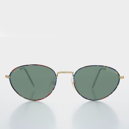 Blue Oval Gold Vintage Sunglasses - Reggie - Picture 1 of 3