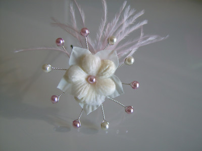 Haarspange/Haarspange Zeremonie/Hochzeit/Braut Hellrosa/Bruchweiß Blume 