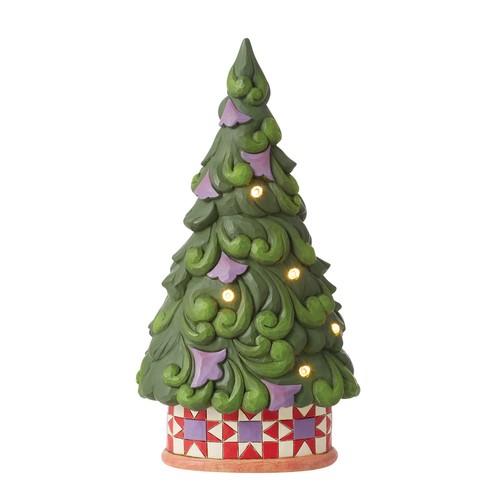 Enesco Jim Shore Heartwood Creek Tree with Star Pattern Base Lit Figurine 9 In.