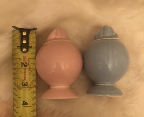 VTG Taylor Smith & T Luray Pastels Pink & Blue Salt Pepper Shakers Small Repair - Picture 8 of 8