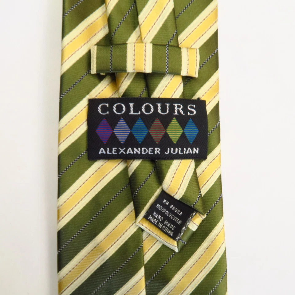Corbata Alexander Julian Colores Verde Dorado Rayas Diagonales Hombre 58x3.5 Colorfu Foto 3 de 4