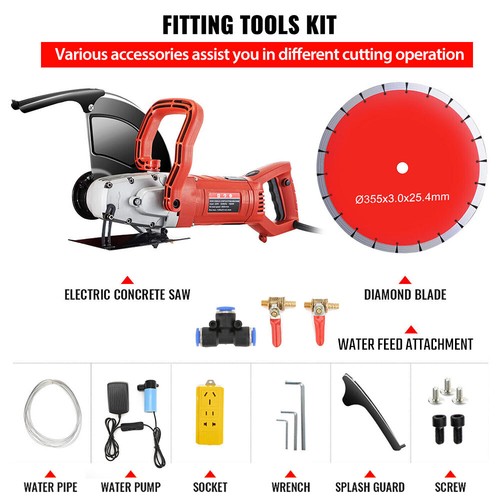 355mm Electric Concrete Saw 1.8KW Cutter Wet/Dry Demo Tools Circular Cutting Off - Picture 14 of 14