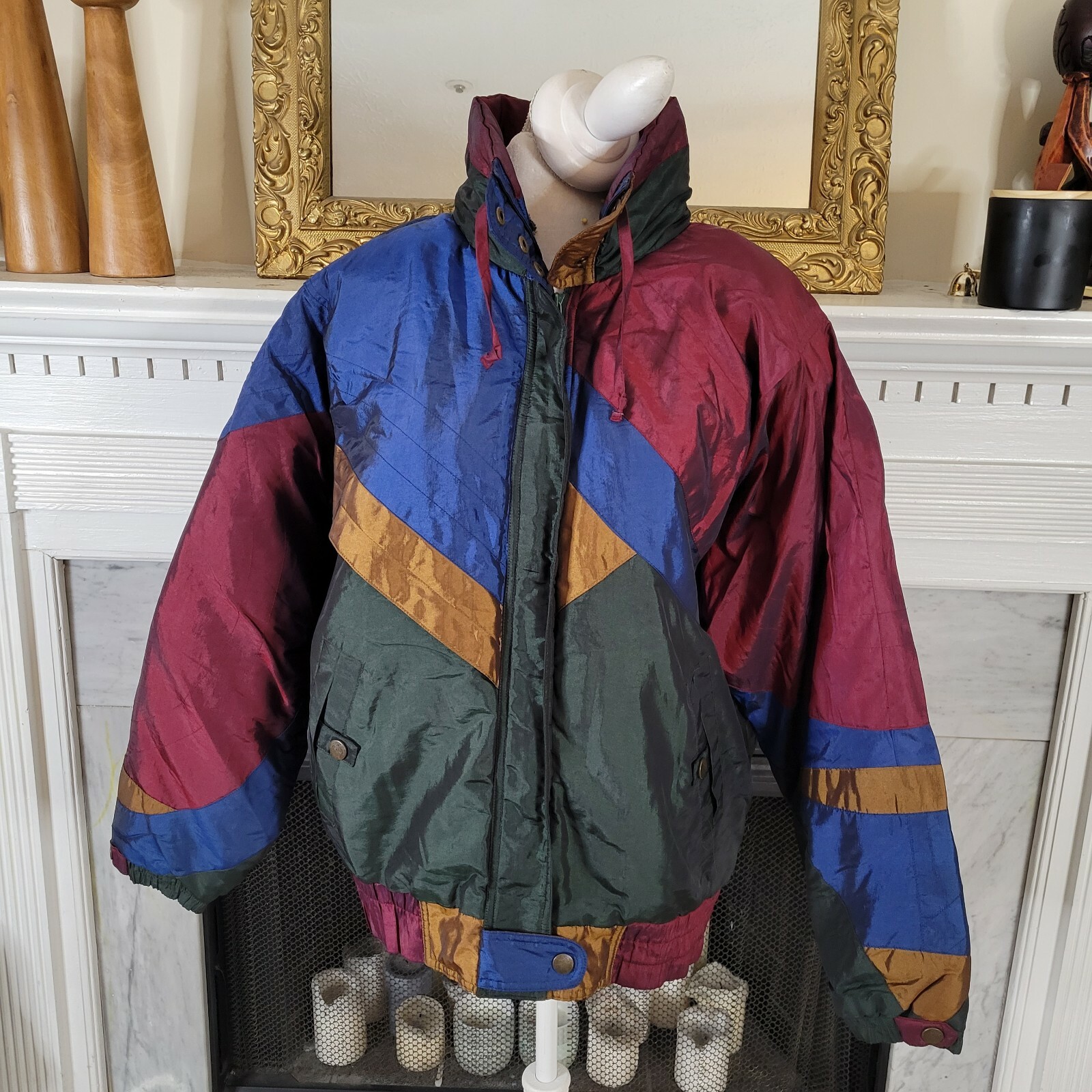 Vintage Andy Johns Color Block Patchwork Puffer Jacket M
