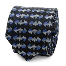 DC Comics Batman Blue Blocked Black Mens Tie