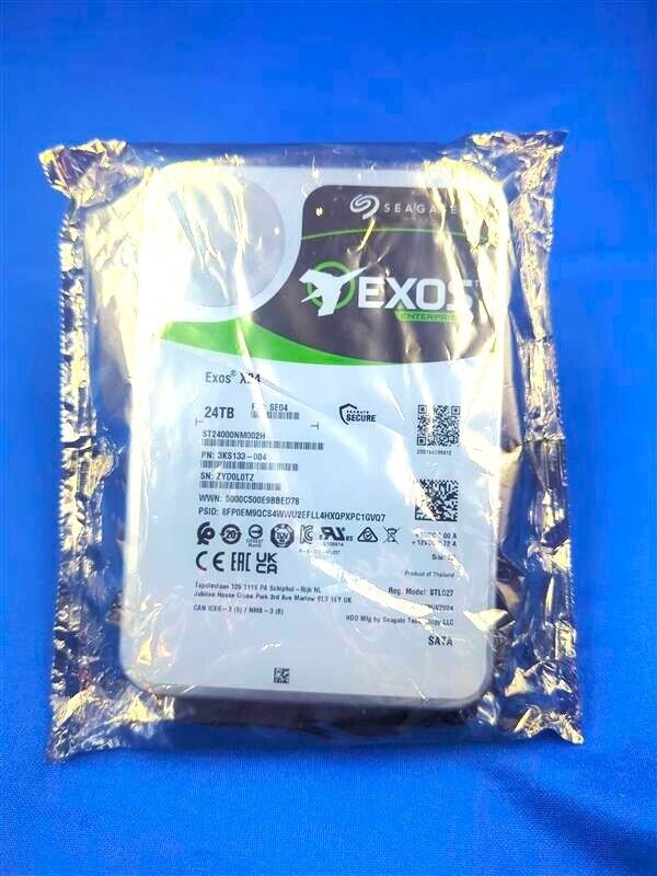 ST24000NM002H Seagate Exos X24 24TB 7.2K RPM SATA 6Gb/s ST24000NM002H Seagate Exos X24 24TB 7.2K RPM SATA 6Gb/s