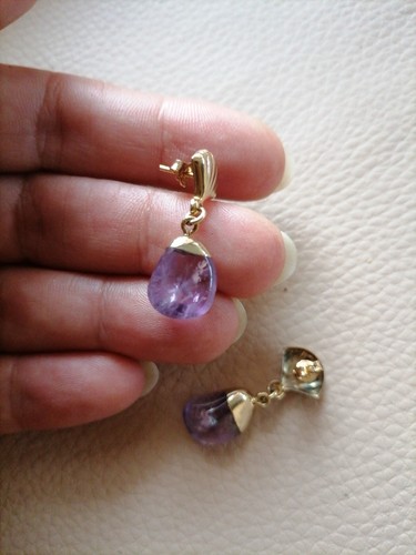 Orecchini vintage ametista lega/oro basso/argento - Foto 4 di 7