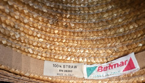 Vintage Betmar 100% Straw Boater Hat Wide Brim Large Bow Made In Italy RN39360 - Picture 10 of 22