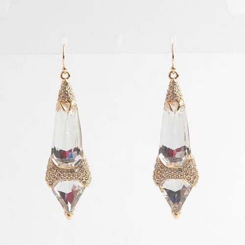 ALEXIS BITTAR Gold Miss Havisham Crystal Encrusted Spear Drop Earrings New