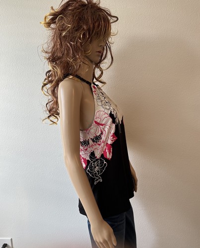 White House Black Market Floral Sleeveless Halter Chain Tank Top Size M EUC - Picture 6 of 9