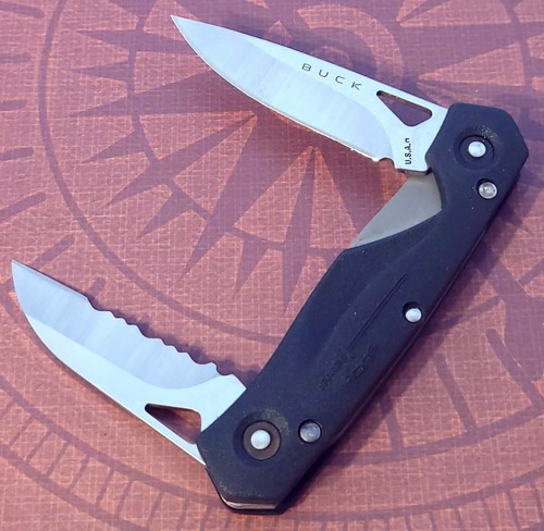 BUCK Knife Made In USA 2001 ECCO 2.25 Double Liner Lock Black Zytel Handles - Picture 5 of 11