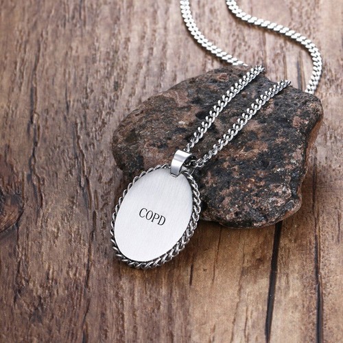 Medical Alert ID Pendant Necklace Chain Custom Engraving DIY SOS Stainless Steel - Picture 27 of 29