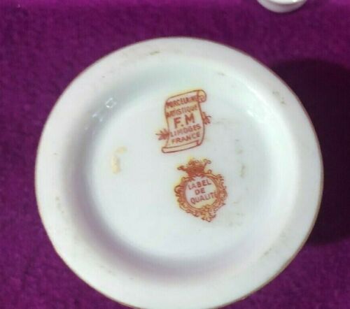 Tetera Limoges Francia con soporte calentador blanco miniatura oro 22 K 4 1/4"" de colección - Imagen 6 de 6