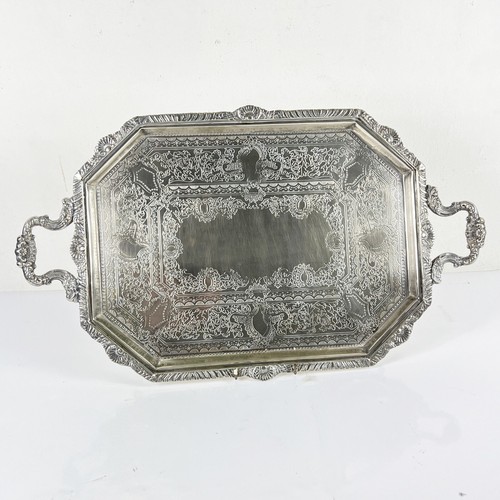 Vassoio in argento sheffield antico silver plated con manici da tavola stile 800 - Picture 2 of 8