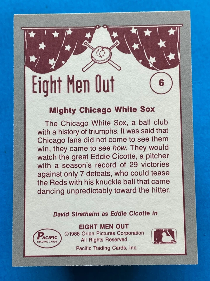 1988 Pacific Eight Men Out #6 Eddie Cicotte - Image 2 of 2