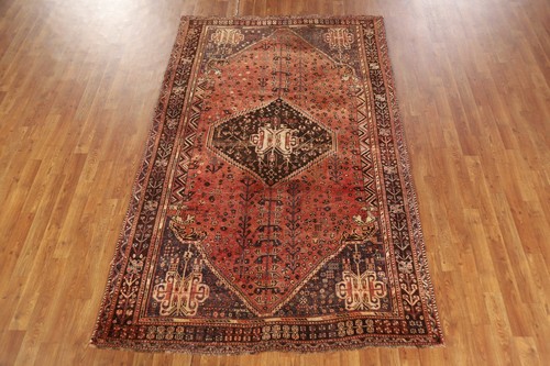 Antique Rug 5x8 ft.Geomentric Qashqai Oriental Handmade Wool Living Room Carpet - Picture 3 of 24