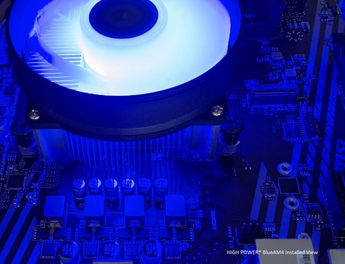 HIGH POWER® BlueAM4 AMD Ryzen 5/7/9 AM4 AM5 CPU Heatsink Cooler w/ Blue LED Fan - Picture 12 of 18