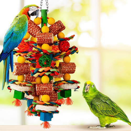 Bird Toys, Parrot Toys for Large Birds,Natural Corn Cob and Loofah Slices Bird C - Picture 2 of 12