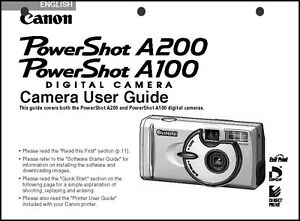 Canon Powershot A100 A200 Digital Camera User Guide Instruction Manual