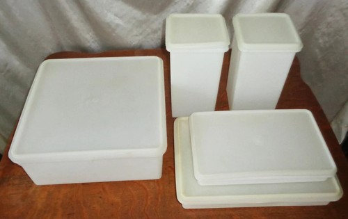 Contenedores de almacenamiento Tupperware blancos transparentes vintage ~ años 50 #794 290 1314 166 - Imagen 2 de 9