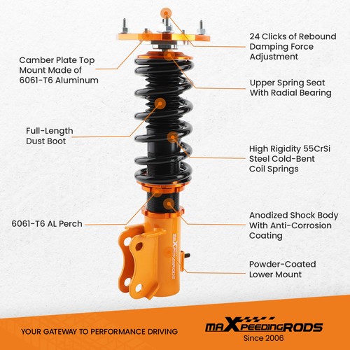 24 Damping Levels Coilover for Mitsubishi Lancer ES CS6A FWD 2002-2006 4G94 4G69 - Picture 9 of 12