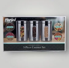 Parini 3 piece Stainless Steel Storage Canister Set Sealed!