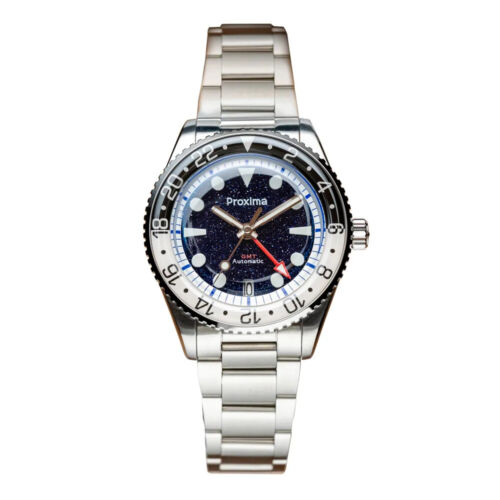 PX1720 39Mm NH34 GMT Orologio Uomo Lusso Avventurina Quadrante Pietra Preziosa Auto-Meccanico S - Foto 7 di 9
