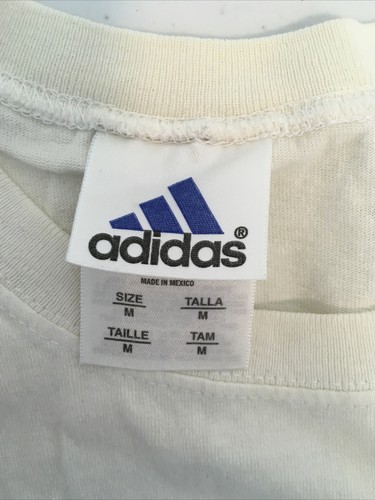 Vintage 90s Youth Adidas Shirt 3 Stripes Puffy Logo Size Youth M Neon White - Picture 6 of 8