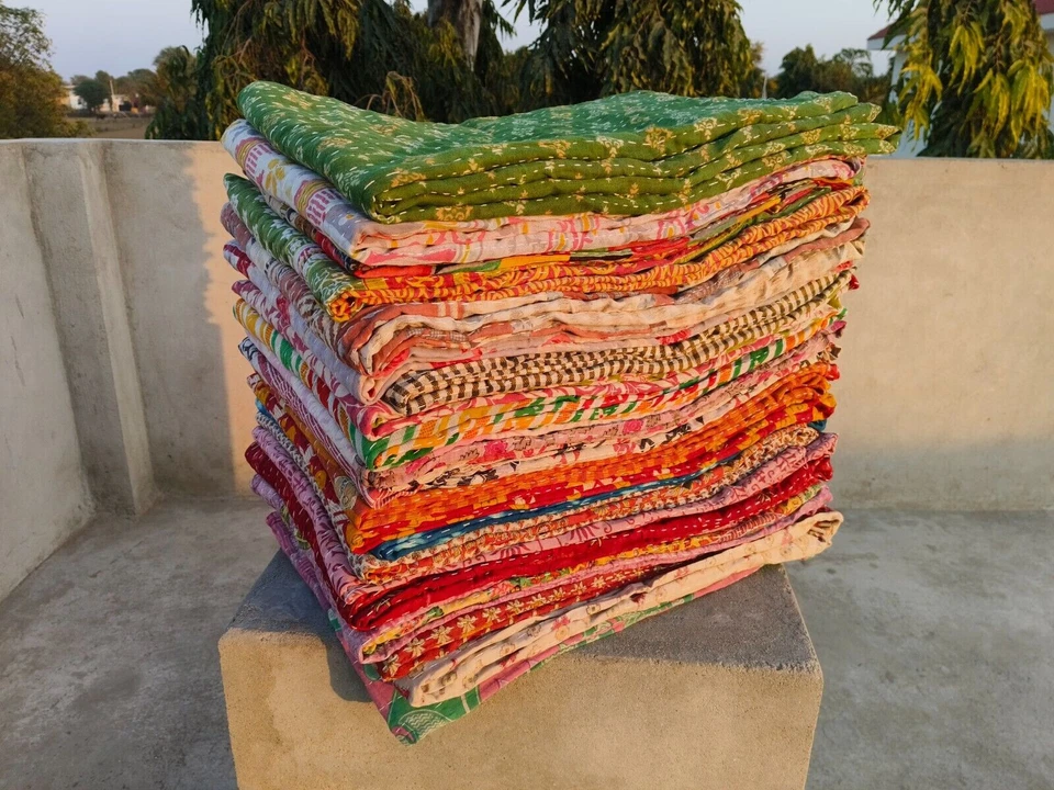 INDISCHE VINTAGE GROSSHANDEL MENGE KANTHA DECKE ÜBERWURF QUILT HIPPIE BÖHMISC... - Bild 3 von 4