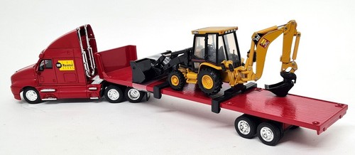 Norscot 1/50 CAT Flatbed Hauler Truck + 420D IT Backhoe Loader Rental Store - Picture 3 of 8