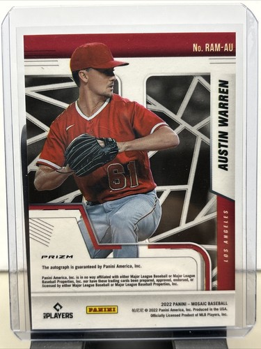 2022 Panini Mosaic Austin Warren #RAM-AU Silver Prizm Rookie Auto LA Angels RC - Picture 2 of 2