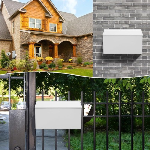 Elegant Large Capacity Mailbox in White - Wall-Mount Galvanized Steel Design - Picture 8 of 10