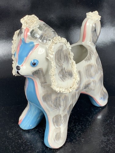 Caniche Perro Plantador Kitsch Espagueti Borde Plantador Antropomórfico Azul Rosa De Colección - Imagen 14 de 14