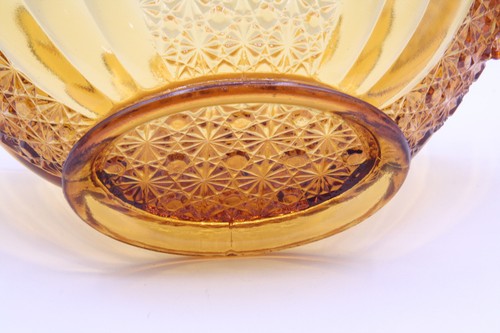 Fenton Amber Daisy and Button Bowl with Handles VIntage - AS IS - Chip on Base - Picture 19 of 23