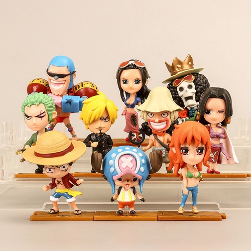 One Piece Chibi Zoro Luffy Straw Hat Action Figure 10PCS/Set Gift Toy Car Decor - Picture 2 of 6