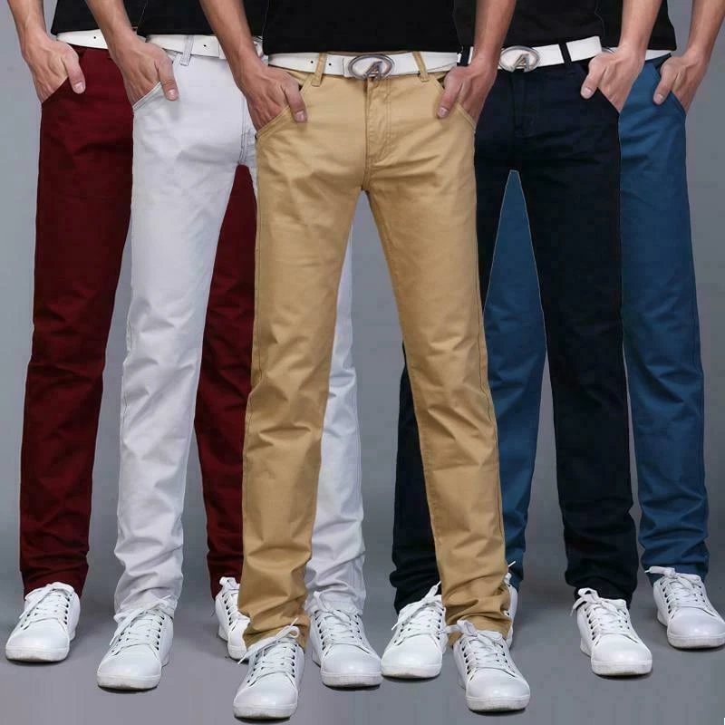 Investigación Intermedio estimular Pantalones Casuales Clásicos De 9 Colores Para Hombre Primavera Verano  Nuevos | eBay