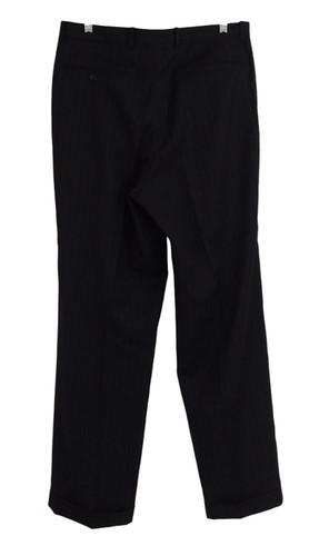 Calvin Klein Two Piece Three Button Wool Black Stripe Suit 40L Pants 32X32 - Picture 10 of 16