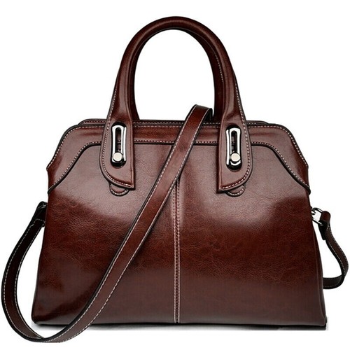 Oil Wax Leather Elegant Women's Handbags Tote Sling Shoulder Bag Crossbody Bag - Imagen 1 de 10