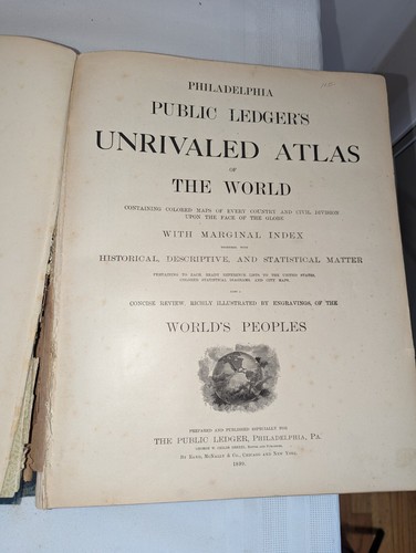 Philadelphia Public Ledger's Unrivaled Atlas of the World 1899 Hardback MAPS! - Imagen 8 de 15