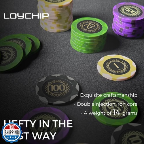 Juego de póquer de arcilla LOYCHIP con fichas numeradas 300 piezas para juego de mesa de cartas, 14 g W - Imagen 3 de 5