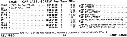 Nuevo de Lote Antiguo Chevy Corvette 1970-1974 Sellado Sin Ventilación Tapa de Gas con Logo SMC 3994339 - Imagen 6 de 11