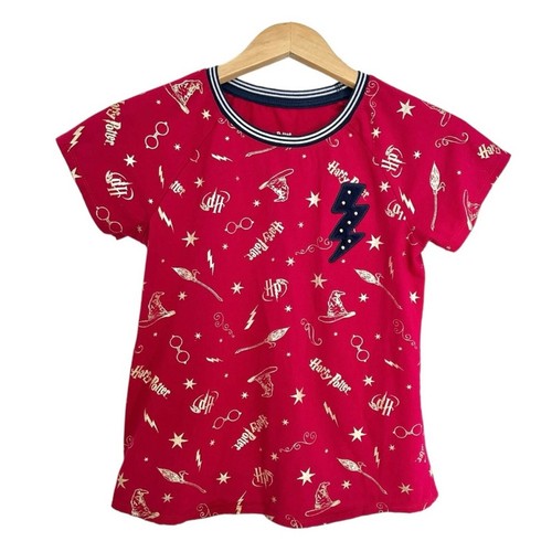 Harry Potter Kids T-Shirt Red with Navy Trim Gold Designs Size 14/16 XL - Picture 6 of 9