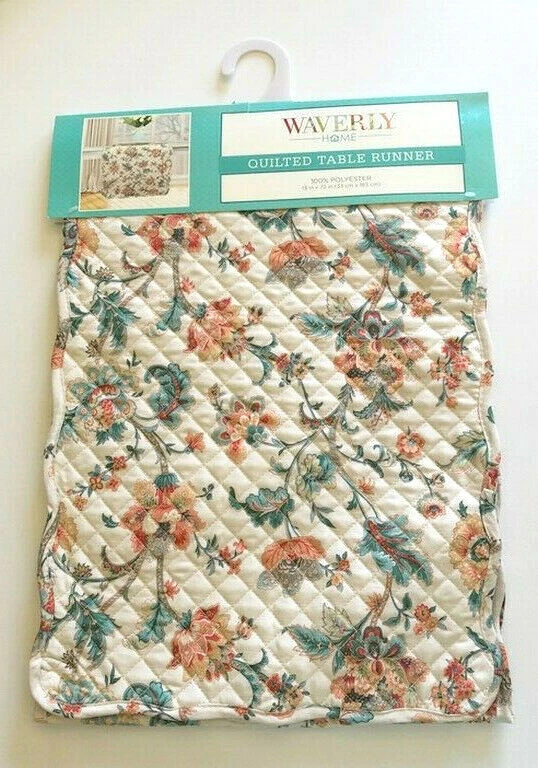 Двусторонняя стеганая дорожка для стола Waverly Catherine Apricot French Country 13x72 дюйма - Изображение 4 из 4