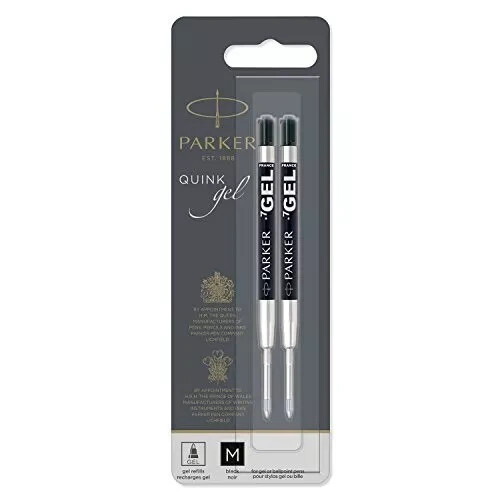 Parker Gel Ball Pen Refill Medium Nib Black, Pack of 2 () - Picture 1 of 1