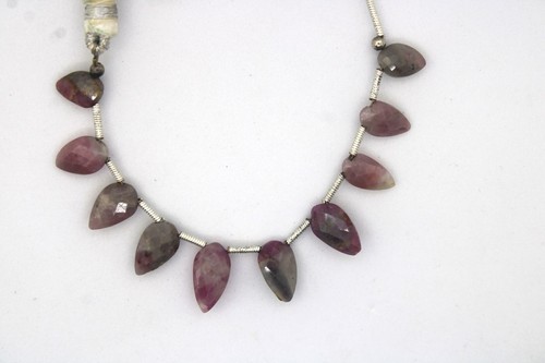 Natural Ruby Zoisite Pear shape top side drilled beads Loose Gemstone Pink Ruby - Picture 3 of 4