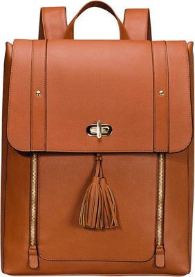 Women PU Leather Backpack 15.6 Inch Laptop Vintage College Travel Rucksack Bookb