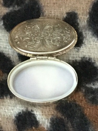 Vintage Emaille Pillendose Schmuck Blumen Design silberfarben Firenze IL Dom - Bild 2 von 4