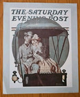 New ListingVintg Poster Sat Evening Post 1925 Norman Rockwell Moonlight Buggy Ride 10"X 12"