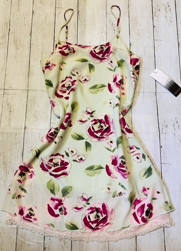 New Kensie Womens XS Sage Green Pink Floral Satin Cami Spaghetti Strap Dress - Picture 4 of 18