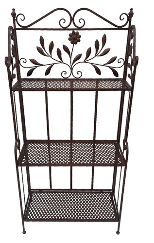 Eisenregal Standregal Deko Metallregal Gartenregal 3 Etagen Antik grau braun - Bild 3 von 6