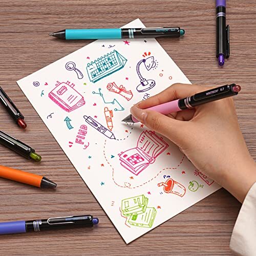 Retractable Gel Ink Pens: Multi Colored 0.7mm Medium Point A-MultiColor - Picture 7 of 7